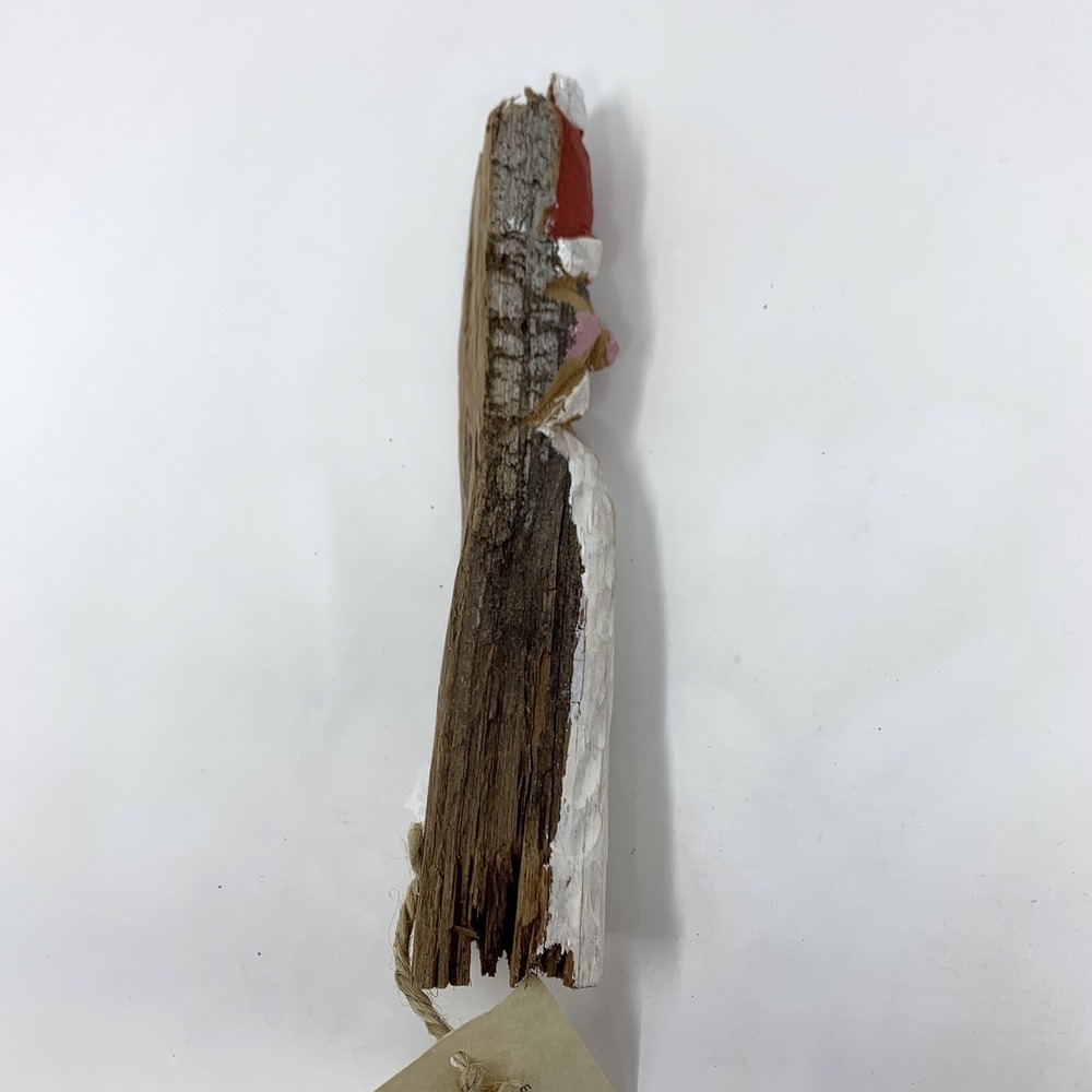 Hand Carved Folk Art Santa Claus Wood Primitive Rustic 7.5" Wall Hanger Signed - Picture 8 of 9